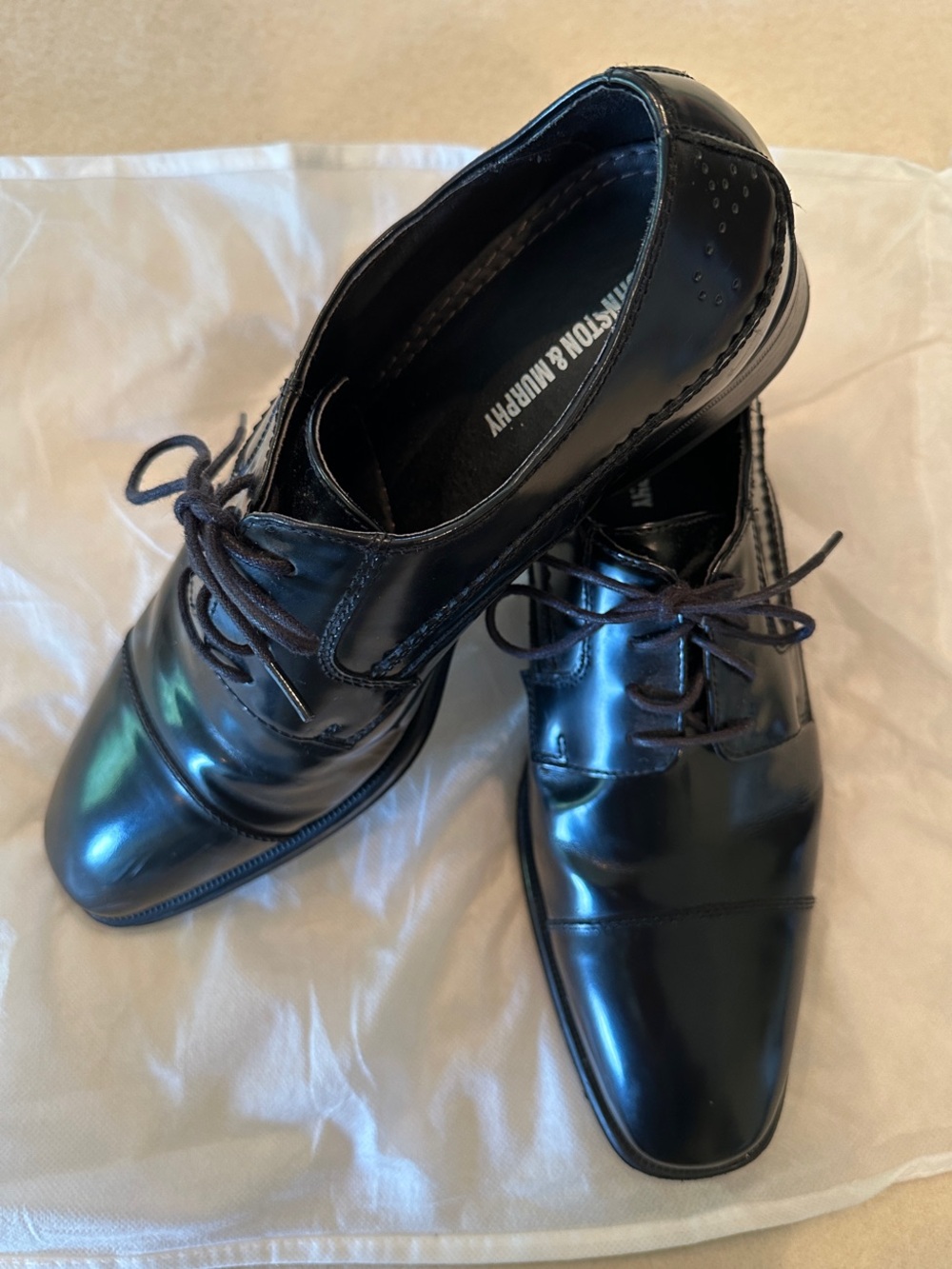 Johnston & Murphy Men’s Birchett Black Leather Dress Oxfords Sz 10